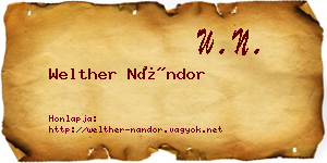 Welther Nándor névjegykártya